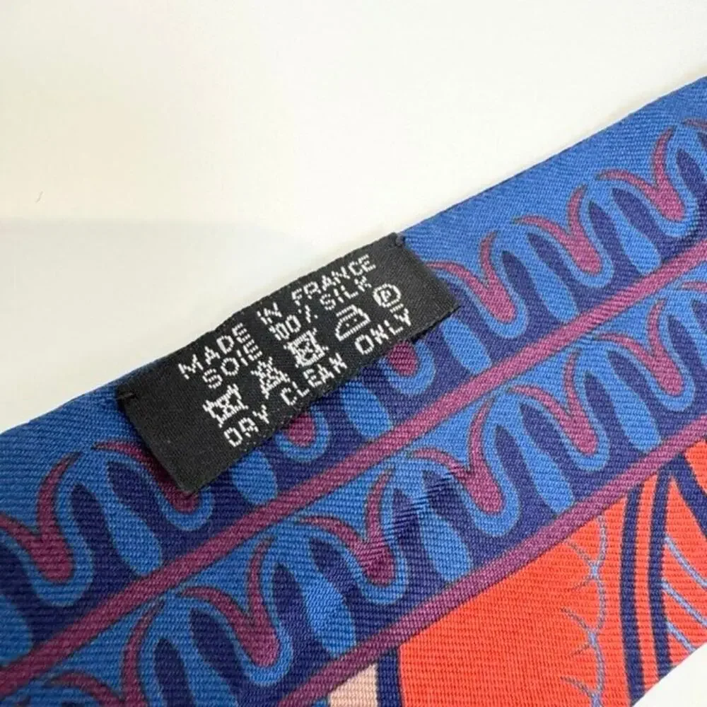 HERMES Epaulettes de Gala Blue Multicolor Silk Twilly Set of Two Neck Scarfs